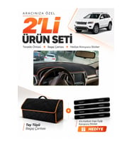 e-biz JEEP GRAND CHEROKEE (2014-2020) Uyumlu Torpido + Tay Tüyü Çanta - Siyah-Kahverengi - JE002