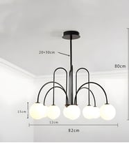 8 Cam Başlıklı Oturma Odası Yemek Odası Yatak Odası Avize (Siyah)