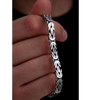 Erkek Gümüş Bileklik - 6.5mm Dikdörtgen Kesim Yassı Kral Gümüş Bileklik