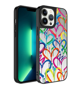 Apple iPhone 13 Pro Kılıf Aynalı Desenli Kamera Korumalı Parlak Zore Mirror Kılıf Kalp