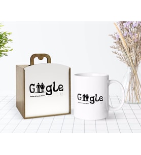 BK Gift Kişiye Özel Ahşap Kutuda Google Tasarımlı Beyaz Kupa Bardak-1