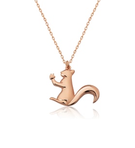 925 Ayar Gümüş Rose Gold Sincap Kolye