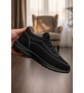 Enoch Hakiki Süet Deri Dikişli Erkek Sneaker Ortopedik Taban