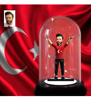 Kişiye Özel Milli Takım Formalı Erkek veya Kadın Taraftar Bozkurt Tasarımlı Karikatür Biblo Işıklı Fanus, Türkiye Milli Takım, Taraftar Hediyesi