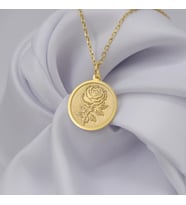 Kişiye Özel 925 Ayar Gümüş Tasarım Gül Kolye (Gold)