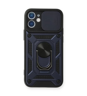 İphone 12 Mini Kılıf Pars Lens Yüzüklü Silikon - Lacivert