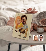 BK Gift Kişiye Özel Sevgililer Karikatürlü Dekoratif Ahşap Çerçeve Model 102