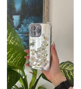 Aynalı Papatya Desenli İsimli Iphone Telefon Kılıfı
