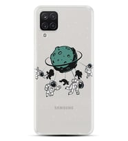 Kılıfland Samsung Galaxy A12 Kılıf Silikon Resimli Kapak Tropic Astronaut Stok 1222