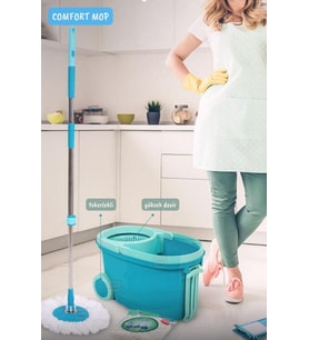 Comfort Mop Seti Tekerlekli Paspas Temizlik Seti Temizlik Kovası Döner Başlıklı