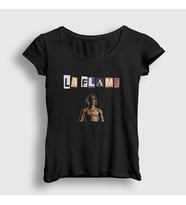 Presmono Kadın Siyah La Flame Astroworld Travis Scott T-Shirt 42765tt