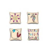 Kırlent Kılıfı 4'lü Dijital Baskılı Dream Catcher Tüy Desen Baskılı Renkli 40x40 (Çok Renkli)