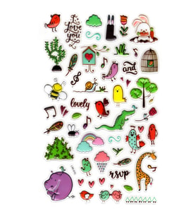 Sticker Kabartmalı Stiker Defter, Planlayıcı Etiket (lxk-015) - 22X14 cm - Hayvan ve Müzik