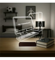 Luvivia Bilgisayar Tasarım Gamer Pc Kişiye Özel 3D Lamba - Masa Gece Lambası