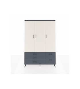 Arges Dolap 5 Raflı 5 Çekmeceli Tek Askılı 132x30x195 Antrasit-Aytaşı/Antrasit