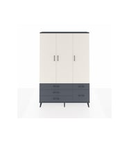 Arges Dolap 5 Raflı 5 Çekmeceli Tek Askılı 132x30x195 Antrasit-Aytaşı/Antrasit