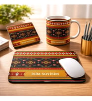 Kişiye Özel Hediye Seti  Kupa Bardak + Mouse Pad + Bardak Altlığı (3’lü Set)