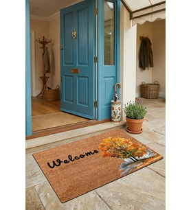 Valerine Life Kapı Önü Paspası 45x70cm Kaymaz Taban Dekoratif iç Dış Mekan Sonbahar Çınar Ağacı