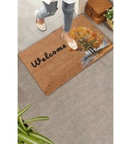 Valerine Life Sonbahar Çınar Ağacı Welcome Kapı Önü Paspası 45x70cm (Kahverengi)