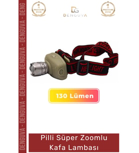 Deluxe Seri 250 Metre Menzilli 130 Lümen Beyaz Işık Plastik Pilli Süper Zoomlu Kafa Lambası