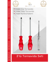 #TornavidaSeti Profesyonel Dayanıklı Mıknatıslı Uçlu Ergonomik 3'lü Tornavida Seti