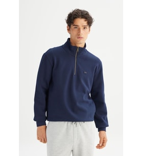 Erkek Pike Interlock Half Zip Sweatshirt DarKNavy