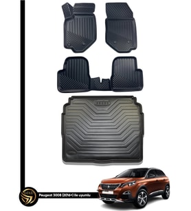 Peugeot 3008 2016+ 3D Havuzlu Oto Paspas Ve Bagaj Havuzu Seti