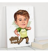Mahalle Çocuğu Karikatürlü Kanvas Tablo