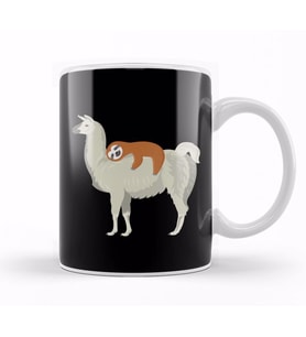 Cute & Funny Sloth Sleeping on Llama Kupa Bardak Porselen