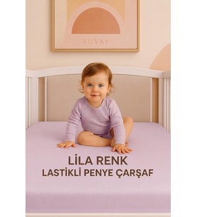 Pamuklu Bebek Lastikli Çarşaf - Penye Kumaş - Park Yatak 60X120 70X110 70X120 70X130 70X140 Krem Beyaz Gri Pembe Mavi (Lila)