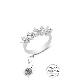 Söğütlü Silver Gümüş Swarovski beş taşlı çapraz modeli yüzük