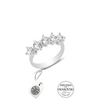 Söğütlü Silver Gümüş Swarovski beş taşlı çapraz modeli yüzük