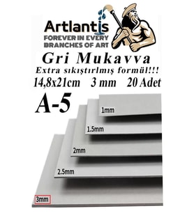 A5 Mukavva Gri 3 mm 20 Adet 1 Paket 14,8x21 cm A-5 Mukavva 3 mm Kalınlığında A-5 Mukavva