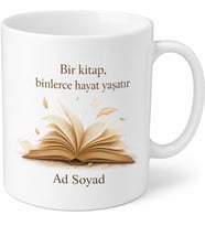 Açık Kitap Sayfaları Temalı Baskılı Kupa Bardak Kitap Severlere Özel Hediye