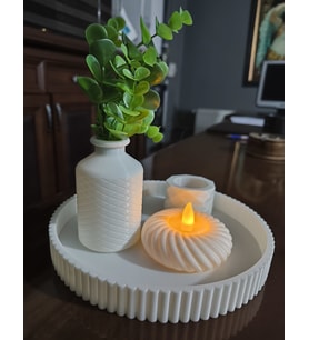 DEKORATİF VAZO VE MUMLUK (Tatlı Beyaz)