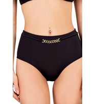 Endeep Kadın Zincir Aksesuarlı Siyah Yüksek Bel Bikini Altı
