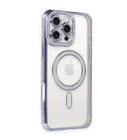 Apple İphone 16 Pro Kılıf Joke Simli Magneticsafe Kılıf - Mavi