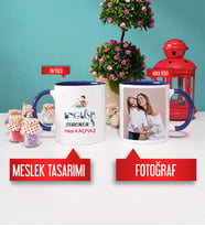 İngilizce Öğretmenine Hediye İngilizce Öğretmeni Kupa Bardak Lacivert Fotoğraflı