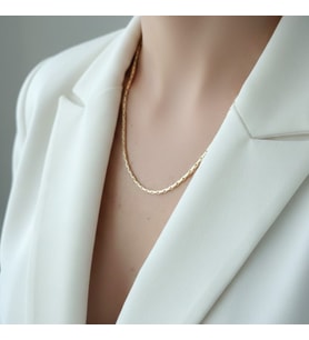 Lente Aksesuar Yılan Sırtı Model İnce Kolye - Kuyumcu İşçiliği Şık Tasarım Kadın Takı (Gold)