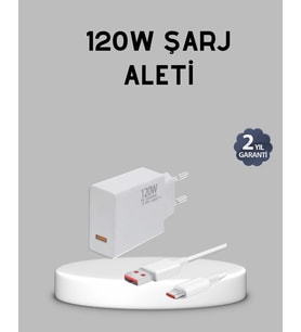 Lexroo 120W Süper Hızlı Şarj Adaptörü Type-C Kablolu 1 m Seti Yüksek Voltaj ve Kısa Devre Korumalı