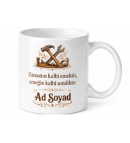 İsme Özel Usta Yazılı Baskılı Kupa Bardak Hediye Özel Tasarım Porselen