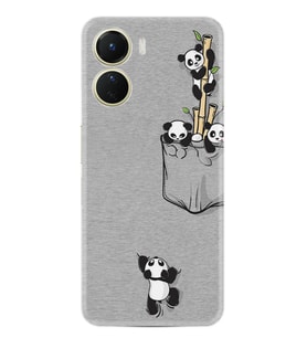 Vivo Y16 Kılıf Silikon Desen Özel Seri Pandalar 1798