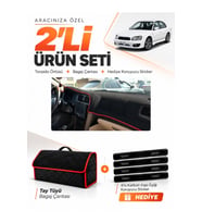 e-biz SUBARU LEGACY B4 (1998-2003) Uyumlu Torpido Örtüsü + Tay Tüyü Çanta - Siyah-Kırmızı - SU006
