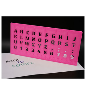 Alvera Alfabe, Rakam ve Cetvel Şablonu – 20 cm 3D Baskı Yazı Çizim Kalıbı - Pembe