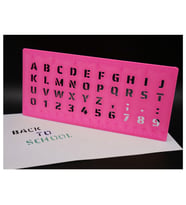 Alvera Alfabe, Rakam ve Cetvel Şablonu – 20 cm 3D Baskı Yazı Çizim Kalıbı - Pembe