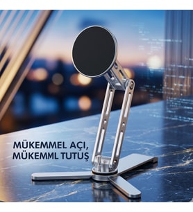 Metal Masa Üstü Telefon Tutucu - Boyun Ağrısı Önleyici Ergonomik Yükseklik Ayarlı Stand, Seyahat Tipi Katlanır Cep Boy Telefon Yuvası