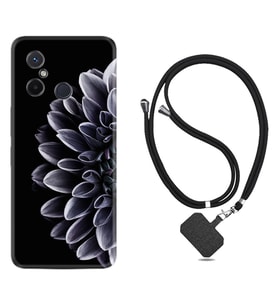 Xiaomi Redmi 12C Kılıf Silikon Boyun Askılı İpli Desenli Silikon Çiçekler 1639