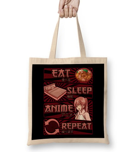 Funny Anime Obsessed Girl Eat Sleep Anime Repeat Bez Çanta Uzun Saplı