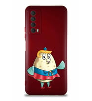 Huawei Y7A Soft Premier Kapak Bayan Puff Tasarımlı Silikon Kılıf - Mürdüm (Şeffaf)