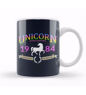 Unicorn Middle School Logo Kupa Bardak Porselen